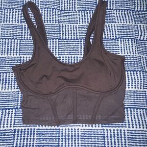 ALO Yoga Airbrush Mesh Corset Tank in Raisin